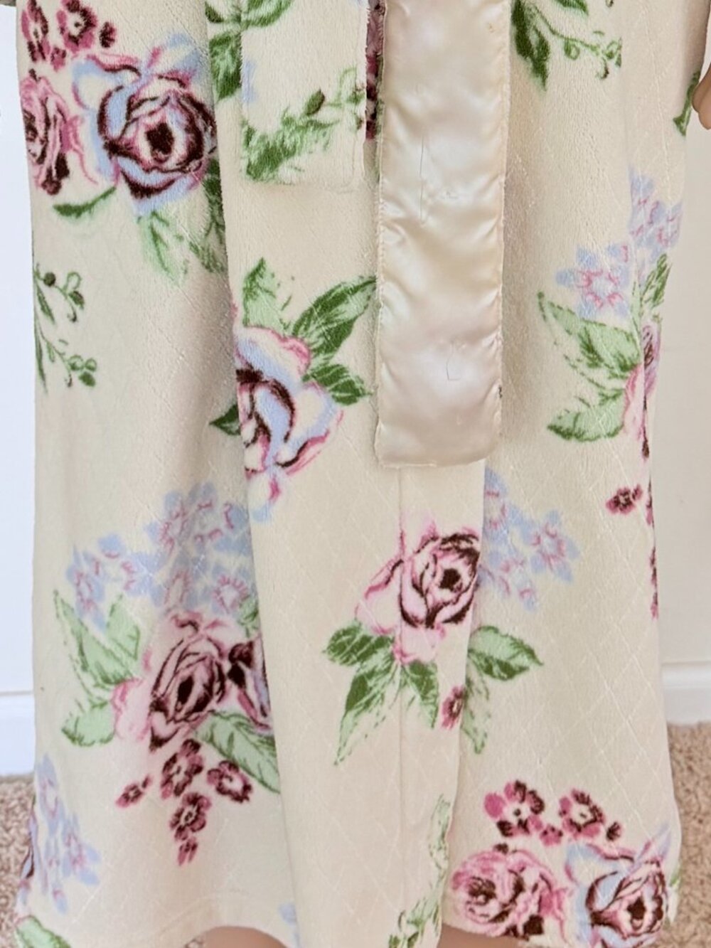 Oscar de la Renta Multicolor Floral Plush Fleece Robe Size S/M - Picture 4 of 10